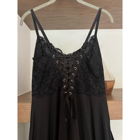 We are HAH The Evelyn Lace Up Reversible Dress in Noir - Picture 7 of 9